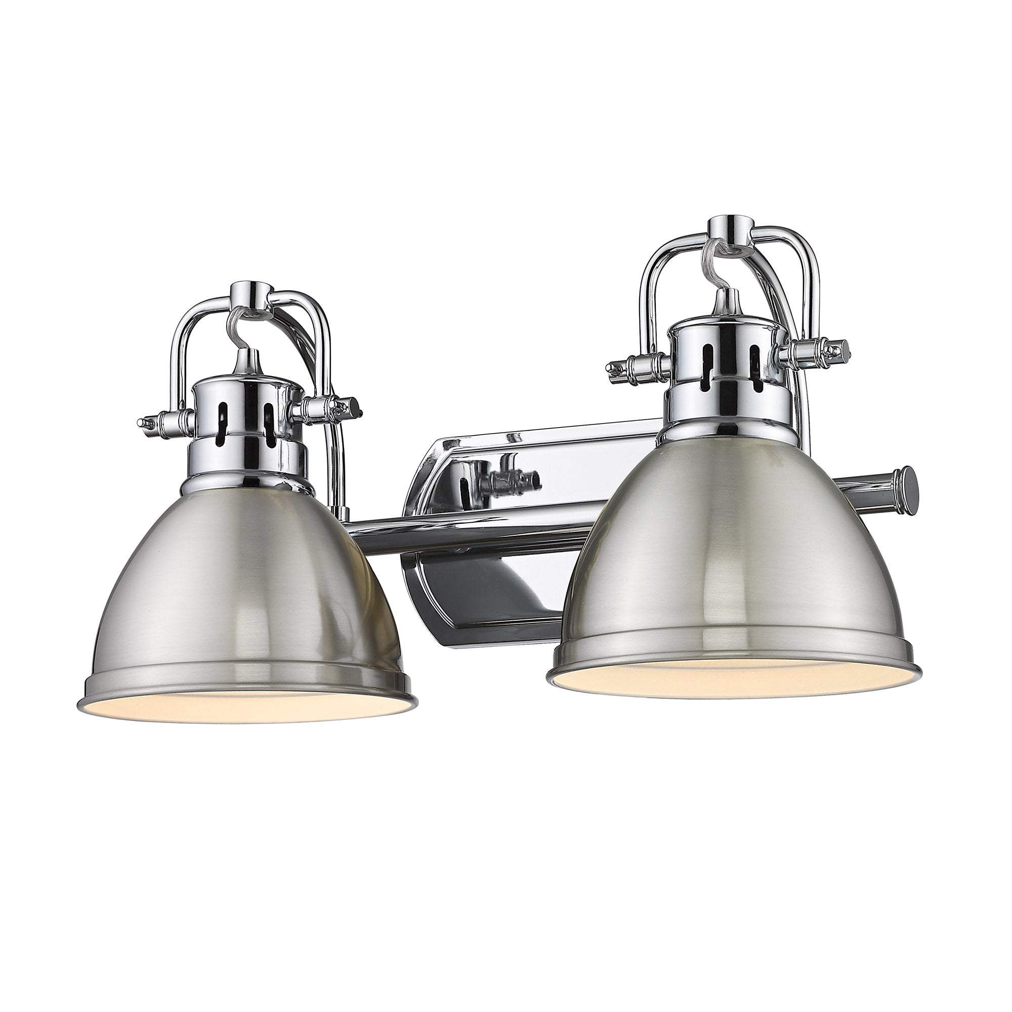 Duncan 2 Light Bath Vanity - Chrome / Pewter Shades - Golden Lighting