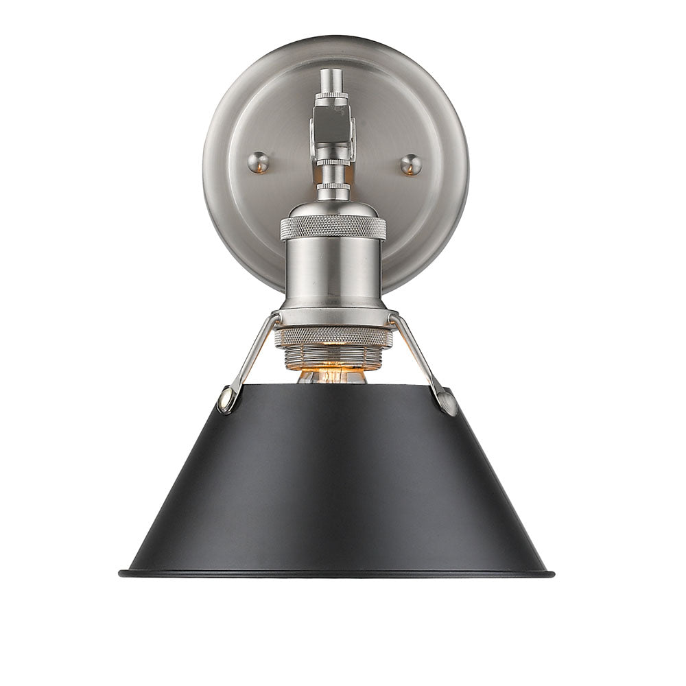 Orwell 1 Light Bath Vanity - Pewter / Black Shade - Golden Lighting