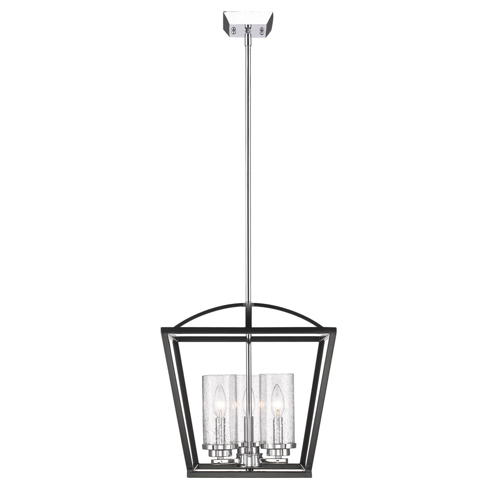 Mercer 3 Light Pendant - Matte Black / Chrome - Golden Lighting