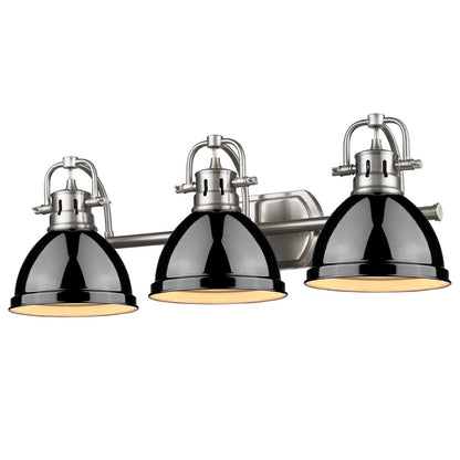 Duncan 3 Light Bath Vanity - Pewter / Black Shades - Golden Lighting