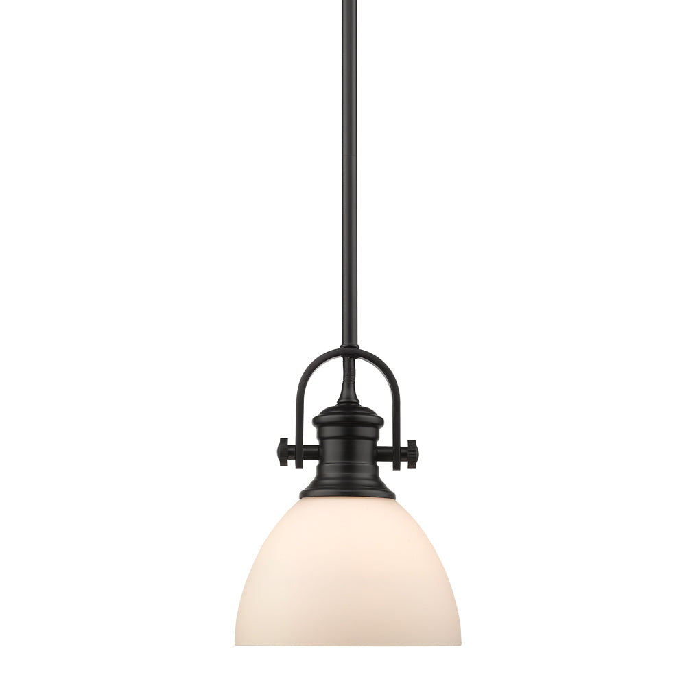 Hines Mini Pendant - Matte Black / Opal Glass - Golden Lighting