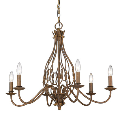 Antoinette 6 Light Chandelier - Burnished Chestnut - Golden Lighting
