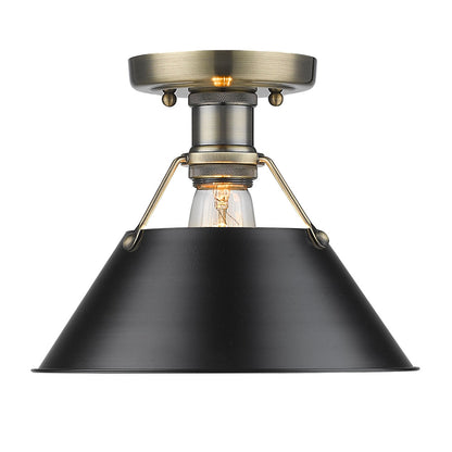 Orwell Flush Mount - Aged Brass / Matte Black Shade - Golden Lighting