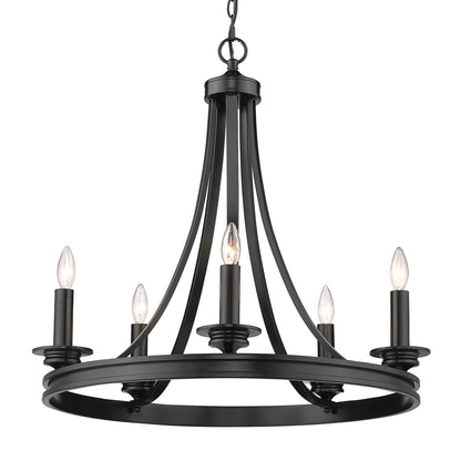 Saldano 5 Light Chandelier - Matte Black - Golden Lighting