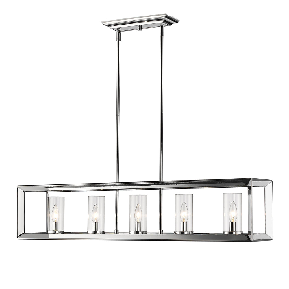 Smyth 5 Light Linear Pendant (Chrome & Clear Glass) -  - Golden Lighting