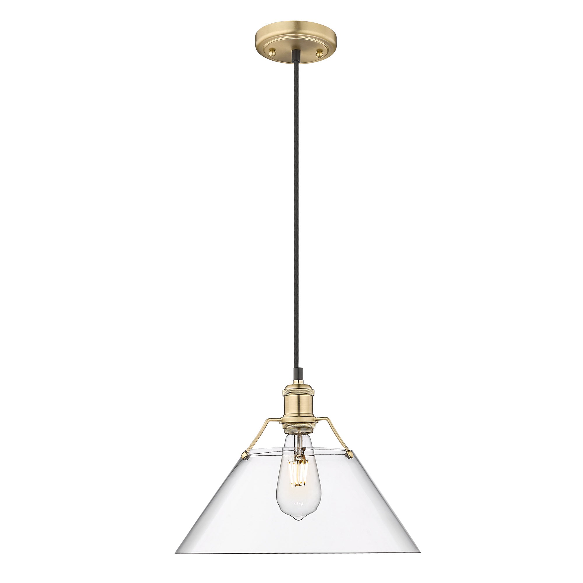 Orwell Large Pendant - 14" - Brushed Champagne Bronze / Clear Glass - Golden Lighting