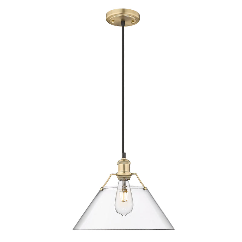 Orwell Large Pendant - 14" - Brushed Champagne Bronze / Clear Glass - Golden Lighting
