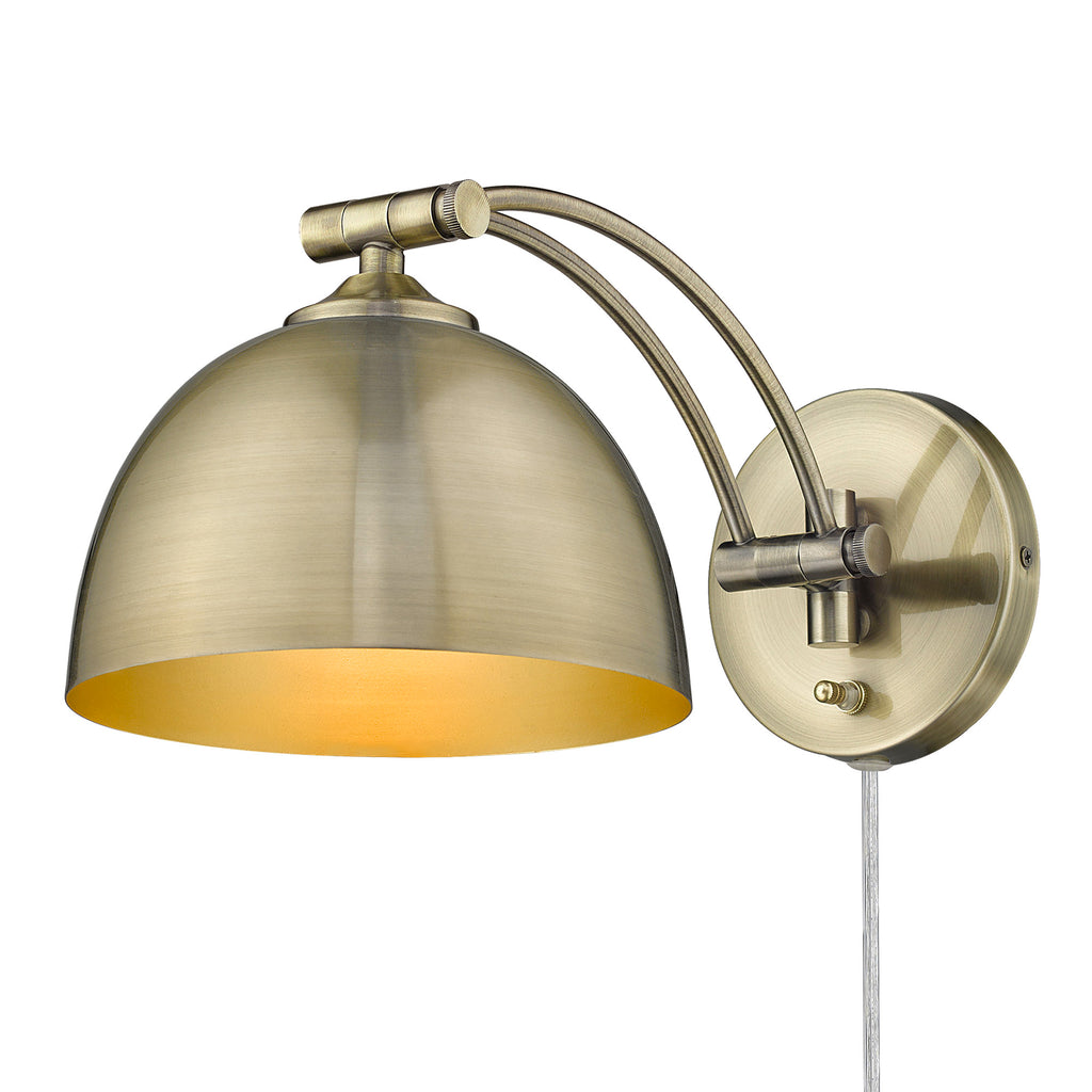Rey 1 Light Articulating Wall Sconce - Aged Brass / Aged Brass Shade - Golden Lighting