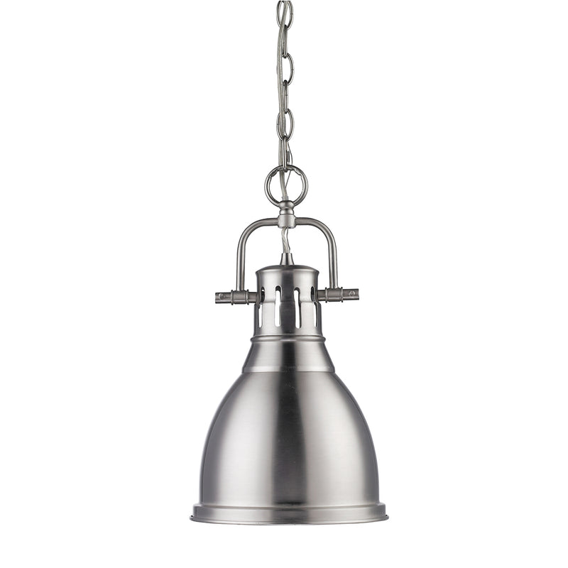 Duncan Small Pendant with Chain - Pewter / Pewter Shade - Golden Lighting