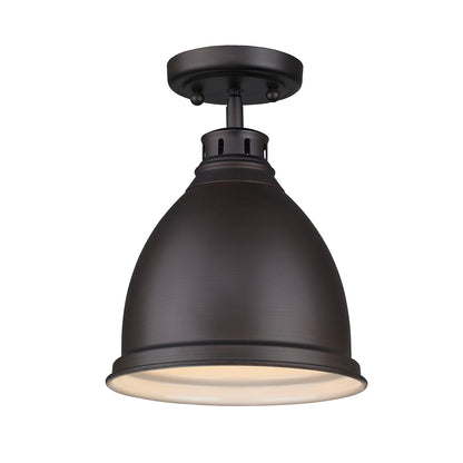 Duncan Flush Mount - Rubbed Bronze / Rubbed Bronze Shade - Golden Lighting