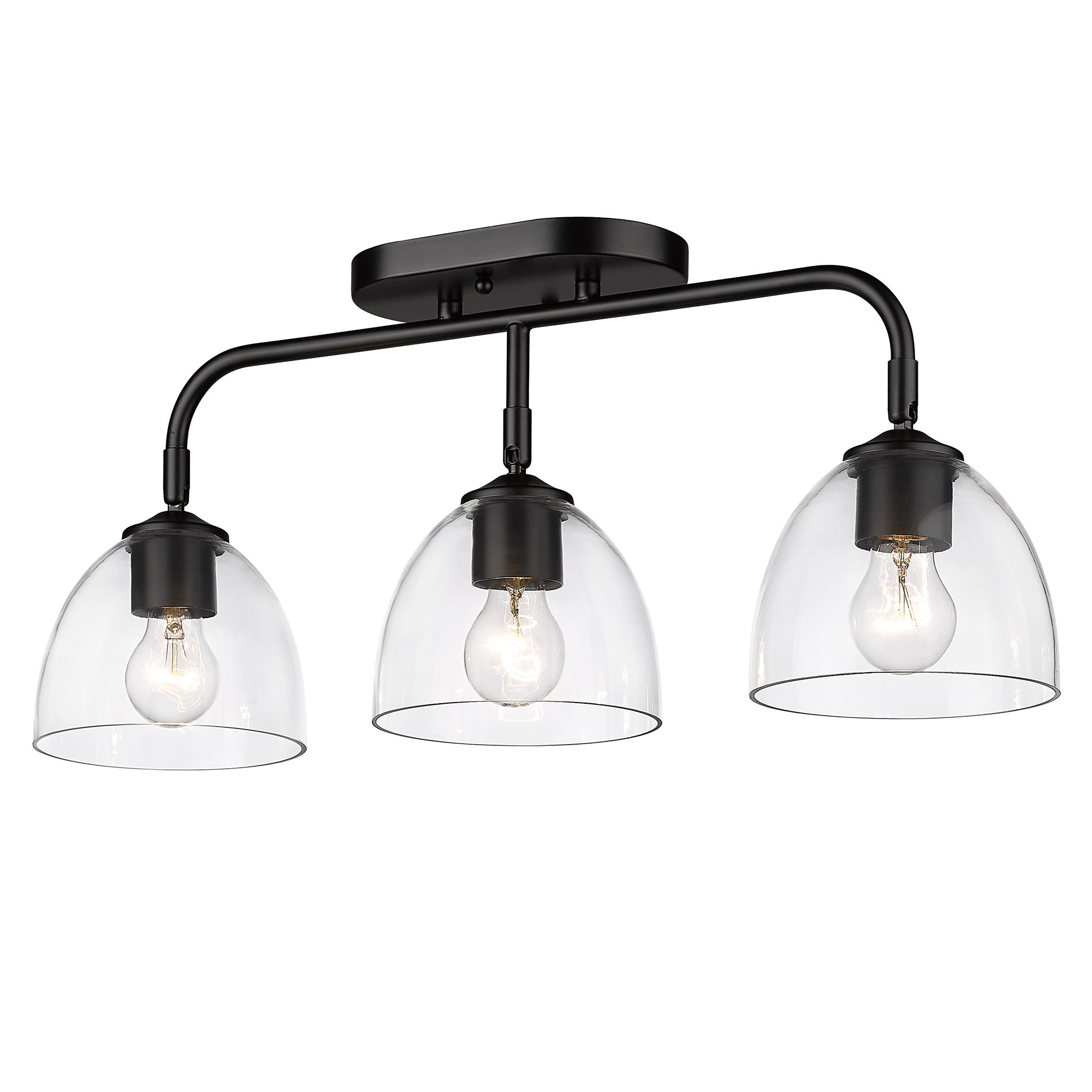 Roxie 3 Light Semi-Flush - Matte Black - Golden Lighting