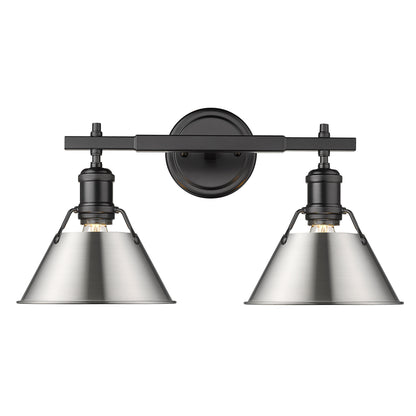 Orwell 2 Light Bath Vanity - Matte Black / Pewter Shades - Golden Lighting