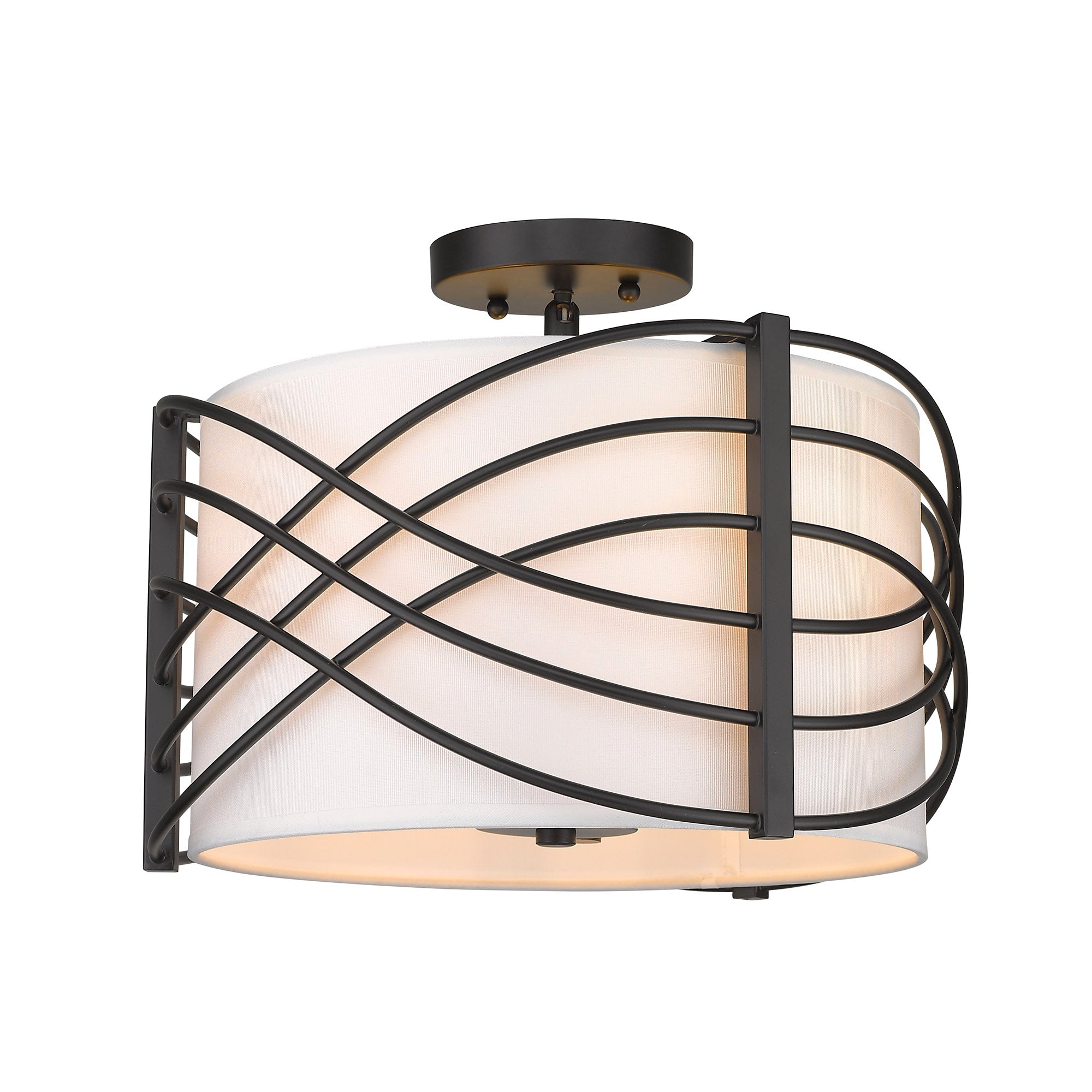 Zara Semi Flush - Matte Black / Modern White Shade - Golden Lighting