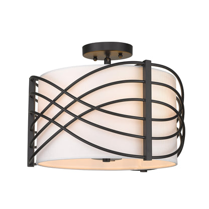 Zara Semi Flush - Matte Black / Modern White Shade - Golden Lighting