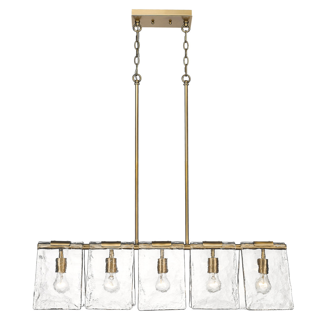Serenity Linear Pendant - Modern Brass / Hammered Water Glass - Golden Lighting