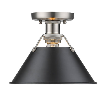 Orwell Flush Mount - Pewter / Matte Black Shade - Golden Lighting