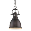 Duncan Small Pendant with Chain - Rubbed Bronze / Rubbed Bronze Shade - Golden Lighting
