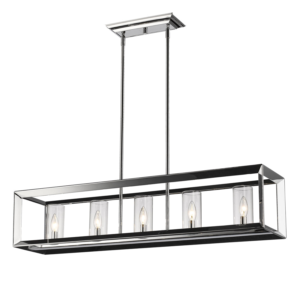 Smyth 5 Light Linear Pendant (Chrome & Clear Glass) -  - Golden Lighting