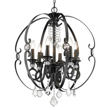 Ella 6 Light Chandelier - Matte Black - Golden Lighting