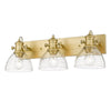 Hines 3 Light Bath Vanity - Brushed Champagne Bronze / Seeded Glass - Golden Lighting