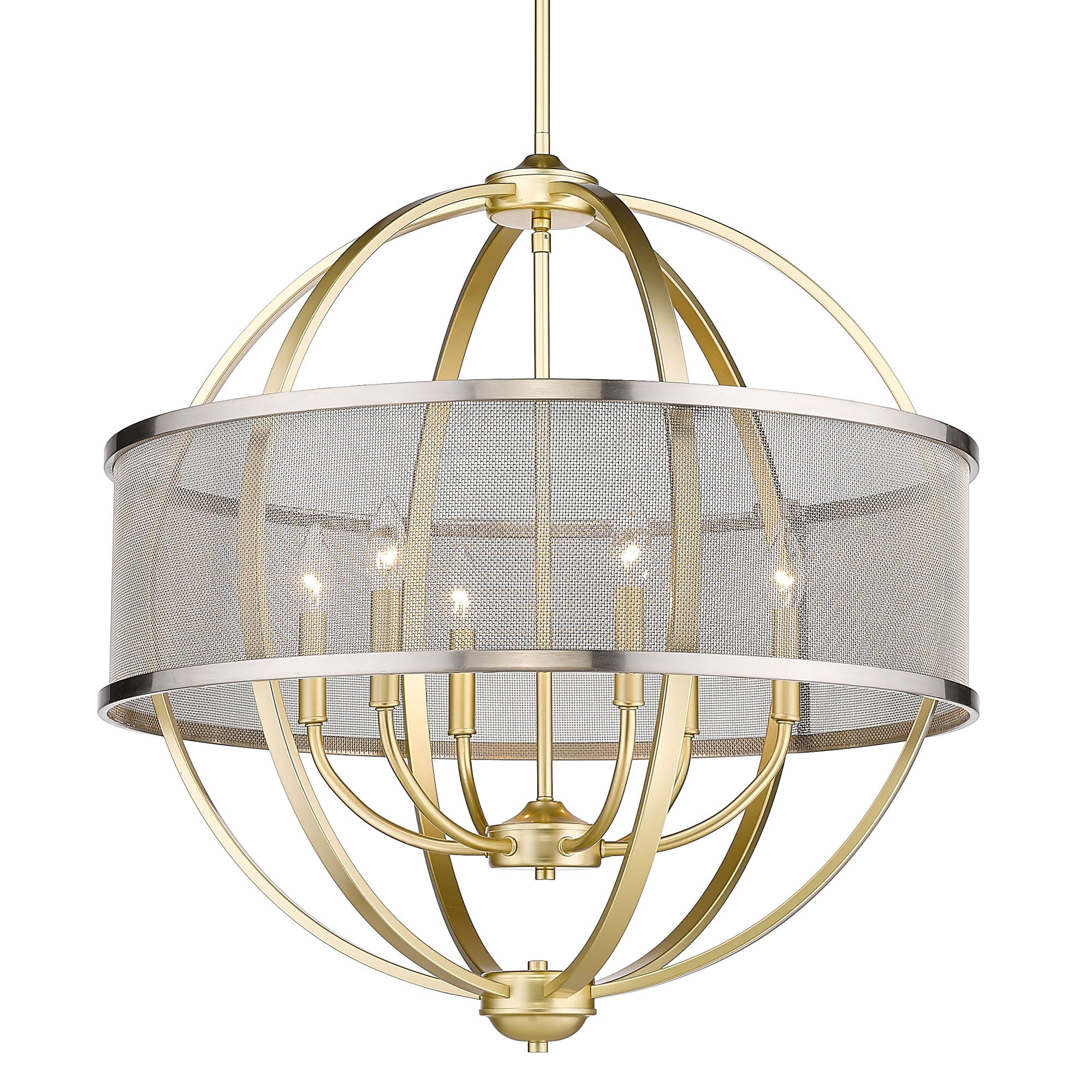 Colson 6 Light Chandelier - Olympic Gold / Pewter Shade - Golden Lighting