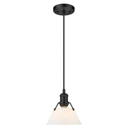 Orwell Small Pendant - 7" - Matte Black / Opal Glass - Golden Lighting