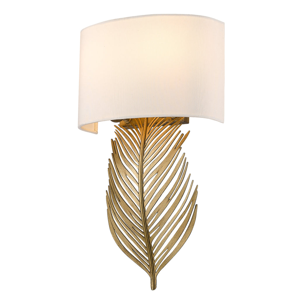 Cay 2 Light Wall Sconce - Vintage Fired Gold / Ivory Linen - Golden Lighting