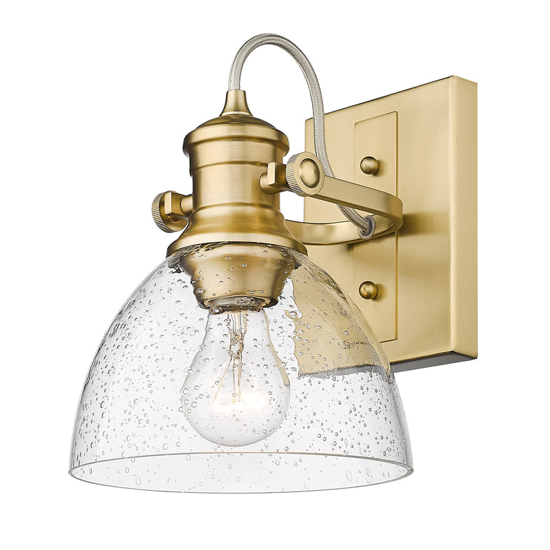 Hines 1 Light Bath Vanity - Brushed Champagne Bronze / Seeded Glass - Golden Lighting