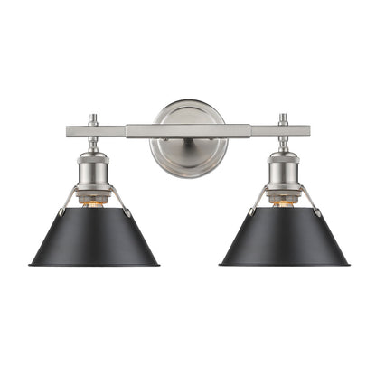 Orwell 2 Light Bath Vanity - Pewter / Matte Black Shades - Golden Lighting