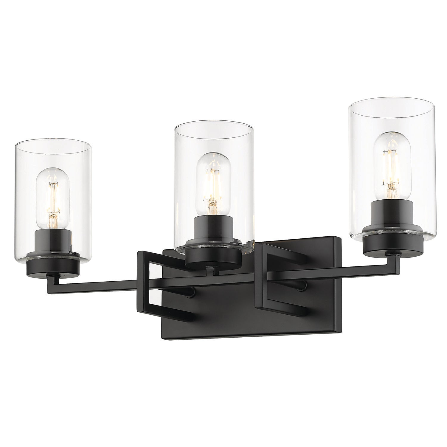 Tribeca 3 Light Bath Vanity - Matte Black / Matte Black - Golden Lighting