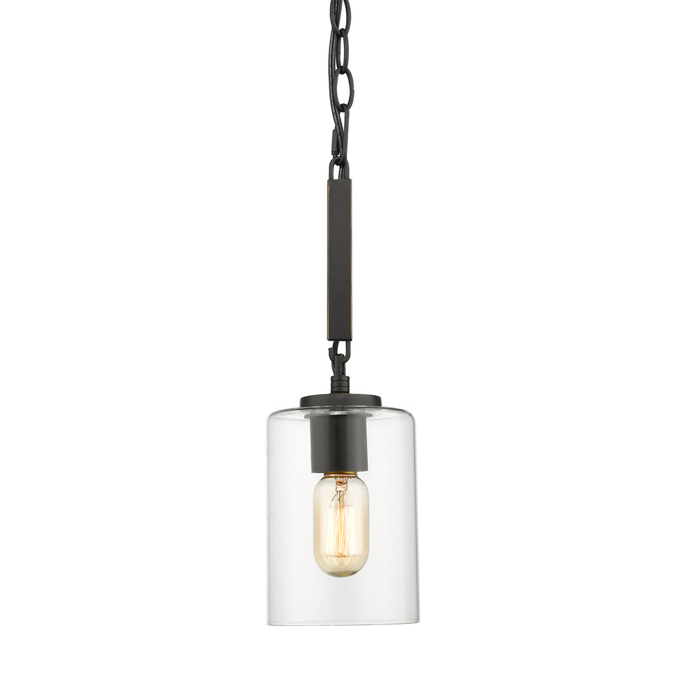 Monroe Mini Pendant - Matte Black with Gold Highlights / Clear Glass - Golden Lighting