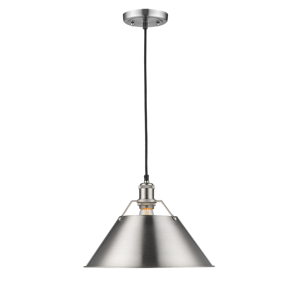 Orwell Large Pendant - 14" - Pewter / Pewter Shade - Golden Lighting