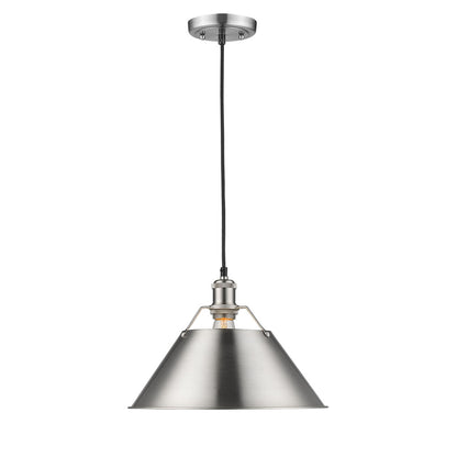 Orwell Large Pendant - 14" - Pewter / Pewter Shade - Golden Lighting