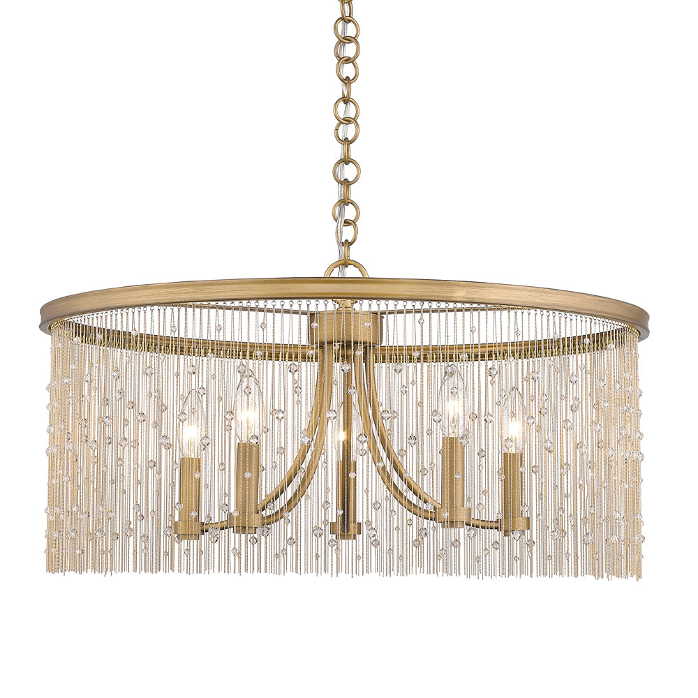 Marilyn 5 Light Chandelier - Peruvian Gold / Crystal Strands - Golden Lighting