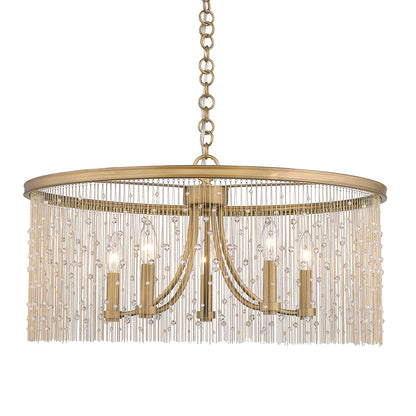 Marilyn 5 Light Chandelier - Peruvian Gold / Crystal Strands - Golden Lighting