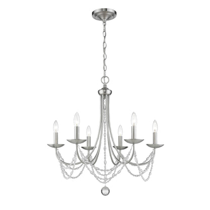 Mirabella 6 Light Chandelier - Pewter - Golden Lighting