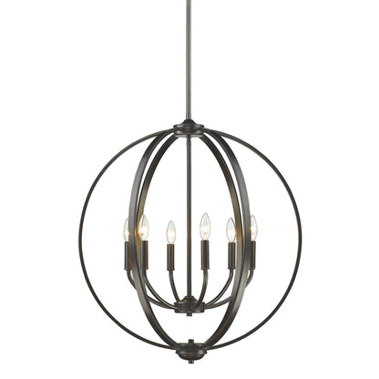 Colson 6 Light Chandelier - Etruscan Bronze / No Shade - Golden Lighting