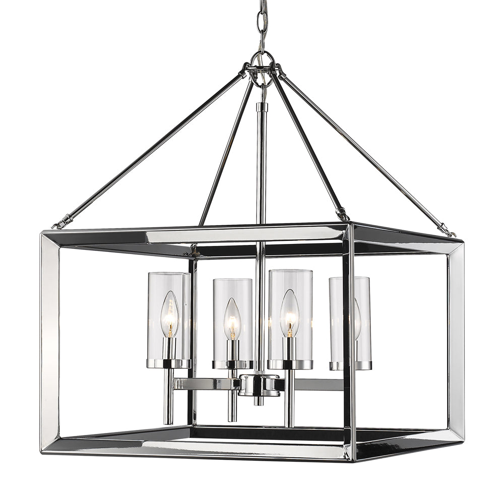 Smyth 4 Light Chandelier (Chrome & Clear Glass) -  - Golden Lighting