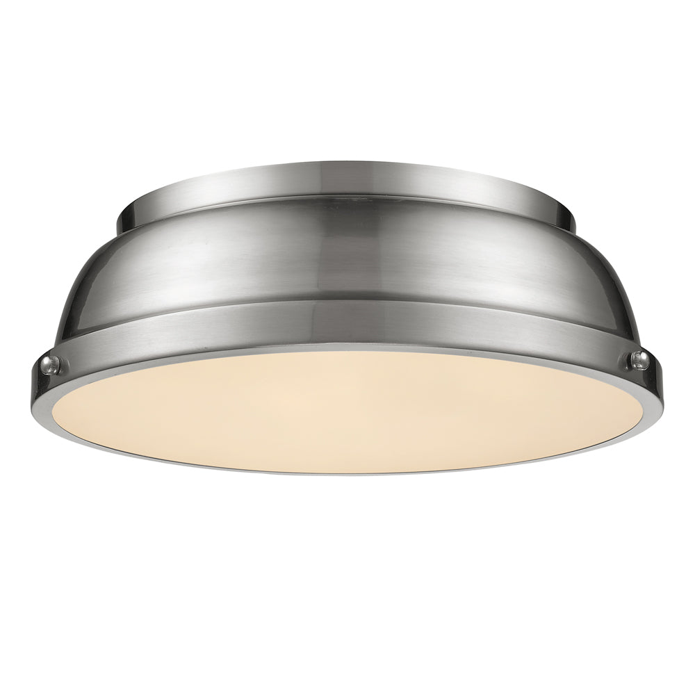 Duncan 14" Flush Mount - Pewter / Pewter Shade - Golden Lighting