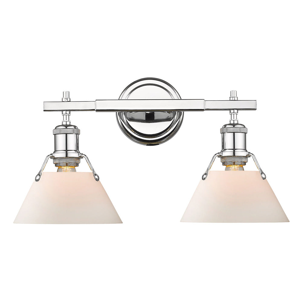 Orwell 2 Light Bath Vanity - Chrome / Opal Glass Shades - Golden Lighting