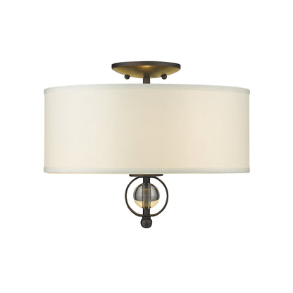 Cerchi Flush Mount - Rubbed Bronze / Opal Satin Shade - Golden Lighting