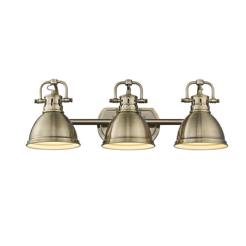 Duncan 3 Light Bath Vanity - Aged Brass / Aged Brass Shades - Golden Lighting