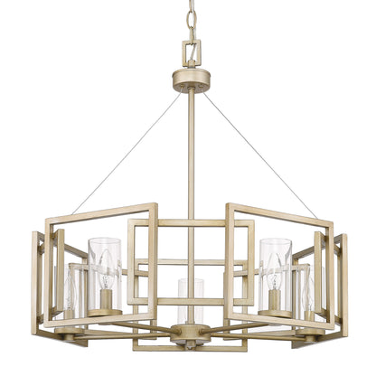 Marco 5 Light Chandelier - White Gold / Clear Glass - Golden Lighting