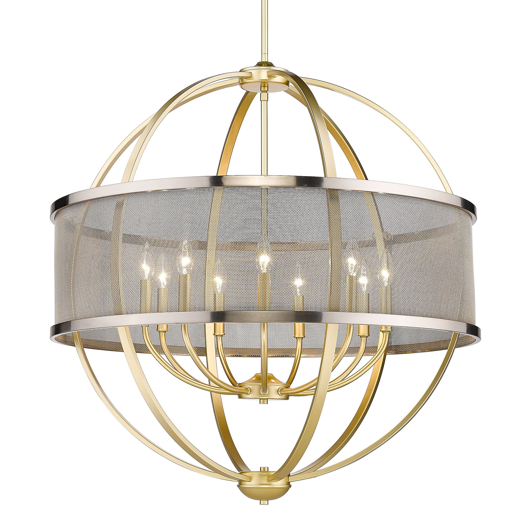 Colson 9 Light Chandelier - Olympic Gold / Pewter Shade - Golden Lighting