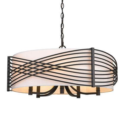 Zara 5 Light Chandelier - Matte Black / Modern White Shade - Golden Lighting