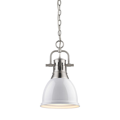 Duncan Small Pendant with Chain - Pewter / White Shade - Golden Lighting