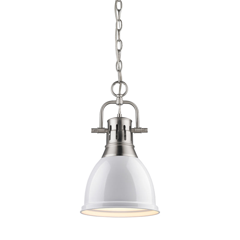 Duncan Small Pendant with Chain - Pewter / White Shade - Golden Lighting