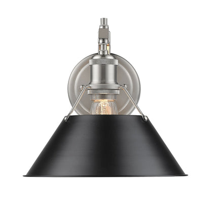 Orwell 1 Light Wall Sconce - Pewter / Black Shade - Golden Lighting