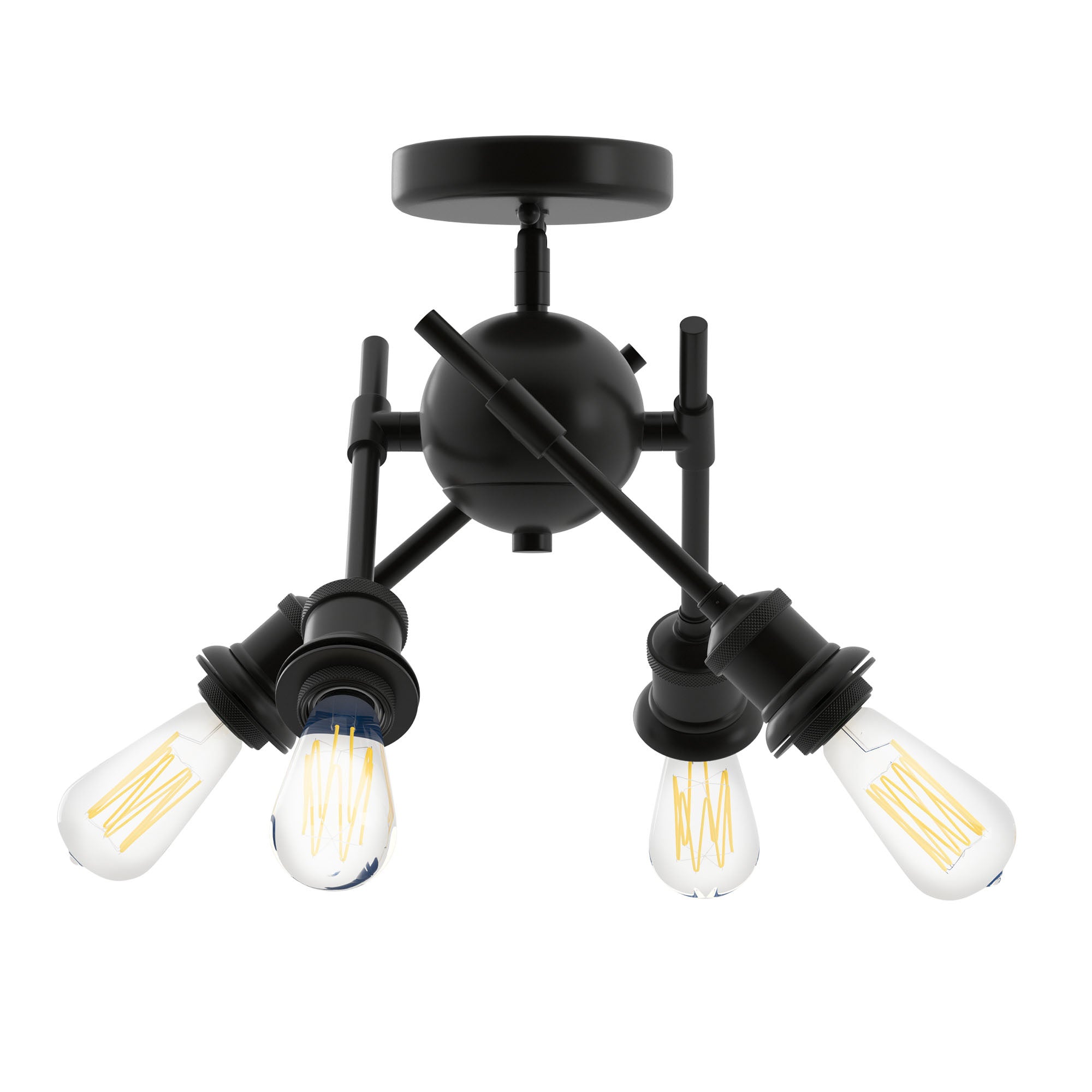 Axel Semi-Flush - Matte Black / No Shade - Golden Lighting