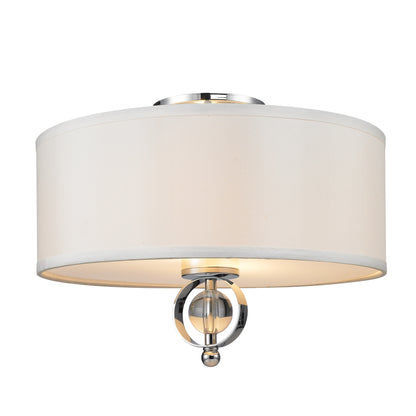 Cerchi Flush Mount - Chrome / Opal Satin Shade - Golden Lighting